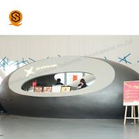 Buy cheap Glossy Artificial Stone Black Salon Reception Desk Round Reception Counter product