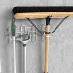 Door Or Wall Mount Mop And Broom Holder White Metal Steel