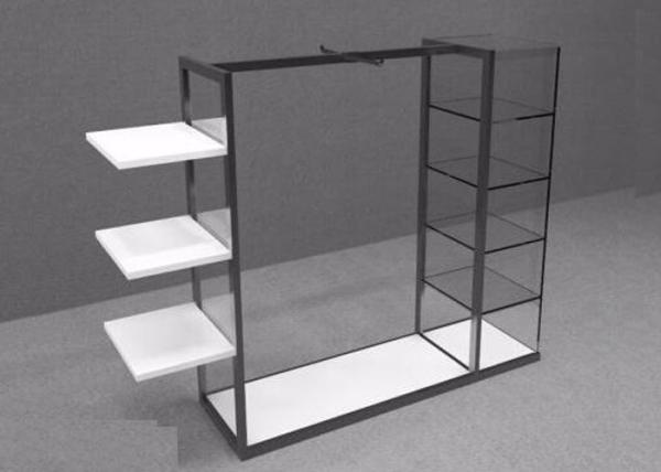 Buy cheap Island Style Clothing Display Rack With Metal Power Coated And Wooden Shelf from wholesalers