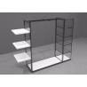 Buy cheap Island Style Clothing Display Rack With Metal Power Coated And Wooden Shelf from wholesalers