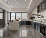 Versatile French Style Kitchen Cabinet With Indigo Blue And Cream Contrasting
