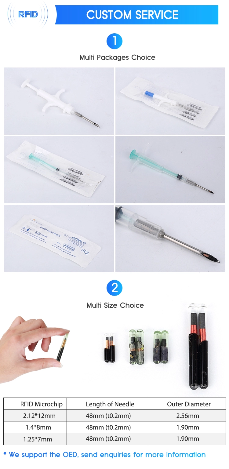 Pet Implantable RFID Application RFID Glass Tag Microchip For Animal Dog Cat Fish