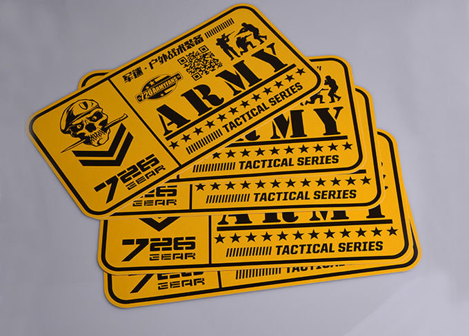 Print yellow and black color outdoor UV resistant army tactical series advertising stickers decals custom