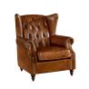 Buy cheap Georgian Style High Backed Winged Leather Chairs , Brown Leather Armchair Deep Buttoned Back from wholesalers