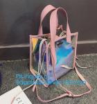 Jelly color laser shoulder bag pvc leather tote bag, Studded Clear Tote/PVC