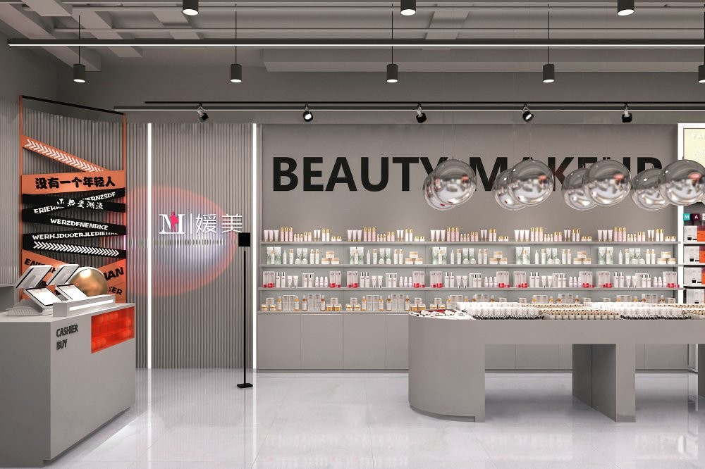 GDR09-Y002-A Retail Display Counter with 40mm Soft Film Light Box and 5mm Gray Glass for Cosmetics Counter