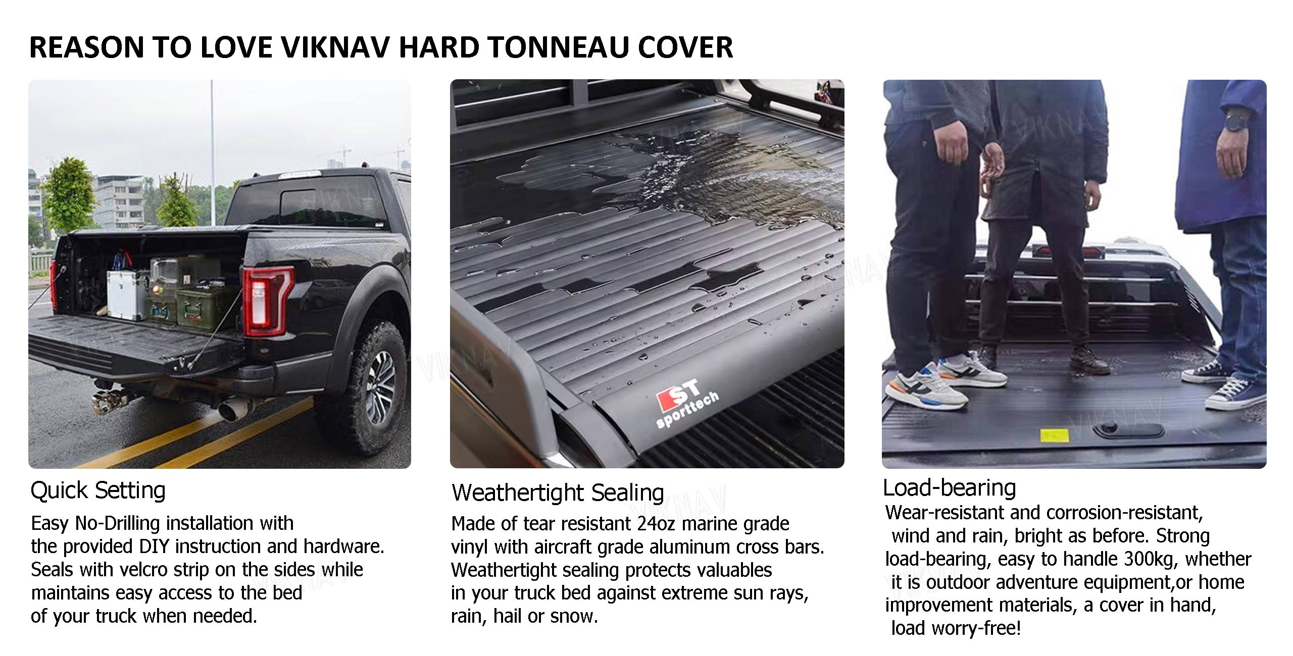Viknav for Ford F150 Waterproof Vinyl Pickup Bed Replacement Tonneau Cover 5.5ft 6.5ft