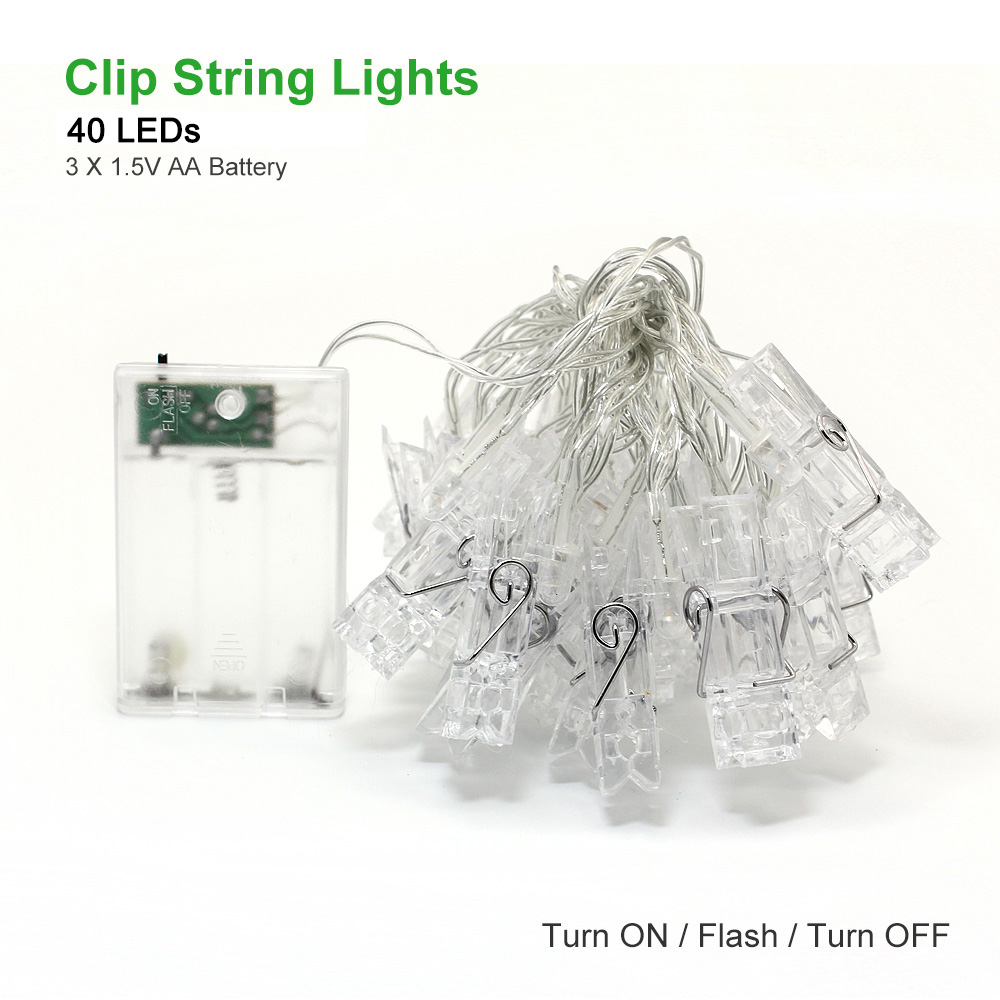 10M Photo Clip USB LED String Lights Halloween Fairy Light Outdoor Home Party Christmas Decoration Room Battery Operated