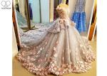 Perspective Top Pretty Purple Prom Dresses / Beautiful Big Ball Gown Pink Flower