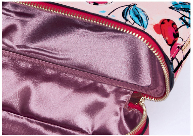 Women Waterproof PU Leather Portable Travel Makeup Bag With Mirror