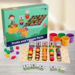 Children'S Wooden Vegetable Farm Fruit Color Cognitive Classification Interactiv