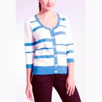 Buy cheap Stripe Slub Yarn Knit Cardigan Sweater 100 Cotton Material Careful Washing product