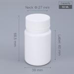 White HDPE Empty Medicine Vials Antibiotic Pill Bottle 50ml