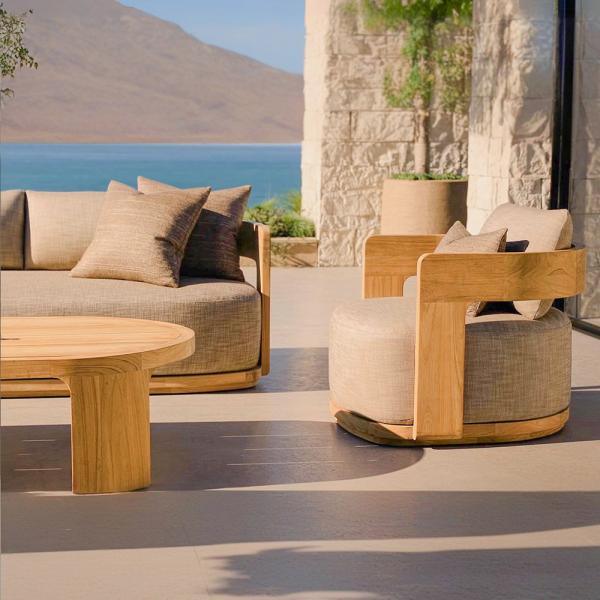 Buy cheap High End Nordic Garden Rust-proof Teak Sofa Set For Outdoor Villa Resort Furniture from wholesalers