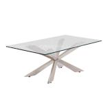 0.25CBM Modern Sofa Center Table 12mm Stainless Steel Coffee Table With Glass