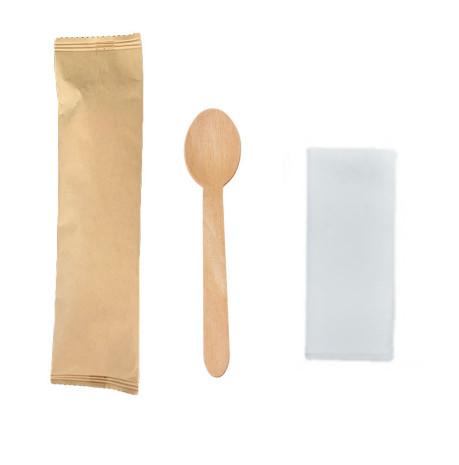 Buy cheap Eco Friendly Compostable Disposable Wooden Utensils Spoon 6 Inch with Napkin from wholesalers