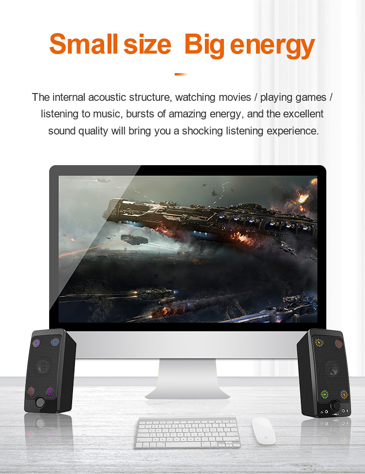 Smart EQ Sound 2.0 Stereo Speakers Anti Magnetic Bluetooth Gaming Speakers