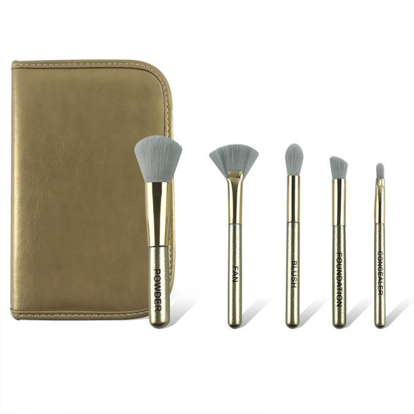 Buy cheap 5pcs Mini Travel Makeup Brush Set With Portable Cosmetic Bag Easy To Carry from wholesalers
