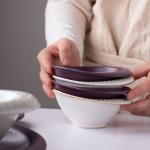 Nordic Porcelain Tableware Glaze Matte Purple Ceramic Dinner Plate Set