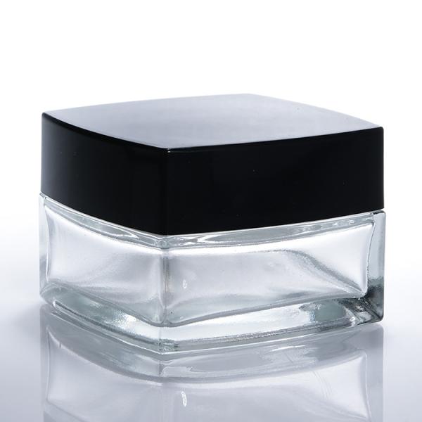 Small Clear Glass Cream Jars Hand Eye Cream Clear Square Shape Glass Cosmetics
