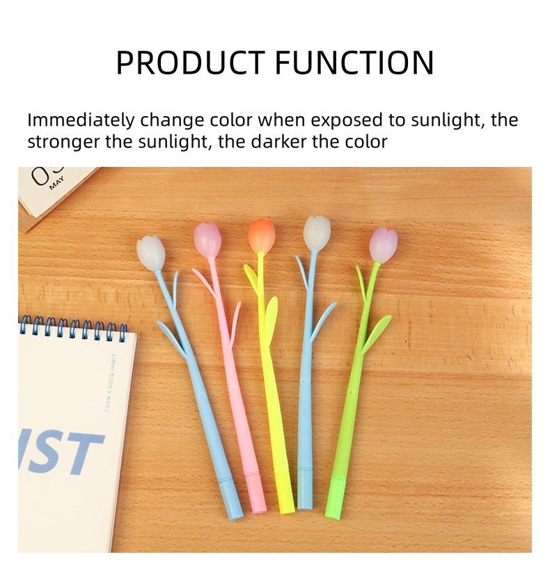 0.5mm Creative Silicon Gift Gel Pen Sun Color Changing Tulip Shape Neutral Pen