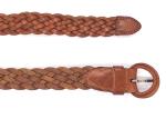 Fashion Ladies Braided Belts With Round Leather Covered Buckle