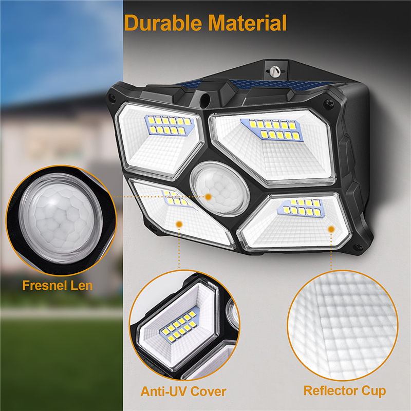 IP65 Waterproof Outdoor High-performance Solar Panel Super Bright Durable Material Solar Security PIR Sensor Light