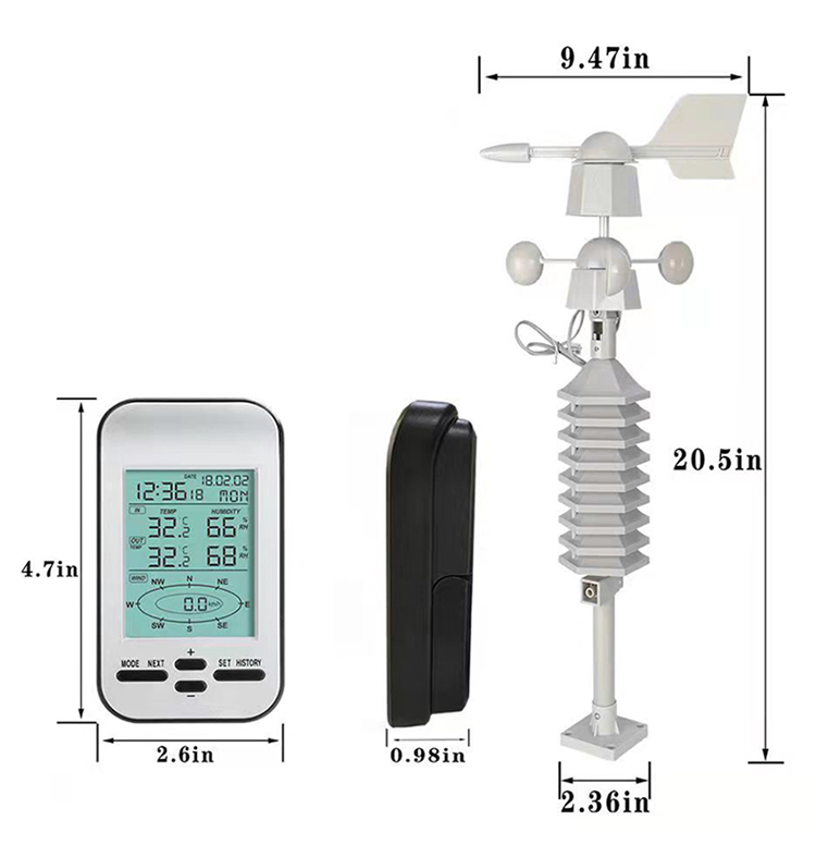 Remote Monitoring Temperature digital weather station With Wind Speed Direction Sensor And Anemometer