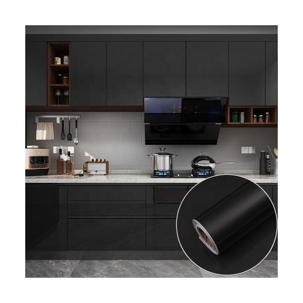 Buy cheap Modern Design PVC Dark Gray Glossy Foil Sticker for Removable Furniture Wallpaper Kitchen Cabinet Door Paper from wholesalers