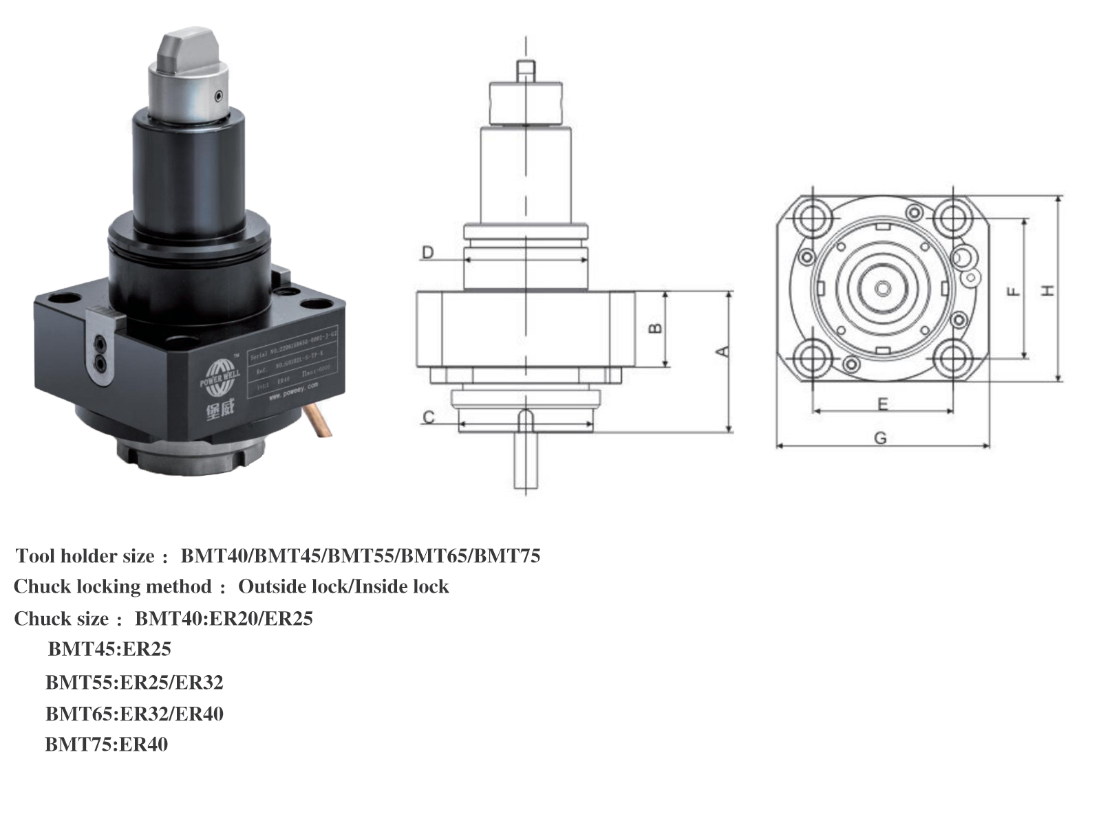 BMT55 BMT65 Driven Tool Holder For Manufacturing Plant Machinery Repair Shops