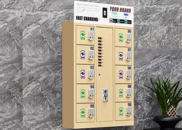 Buy cheap 10 Door Coin-Operated Cell Phone Charging Locker Storage Cabinet Wall-Mounted Gold Yellow from wholesalers