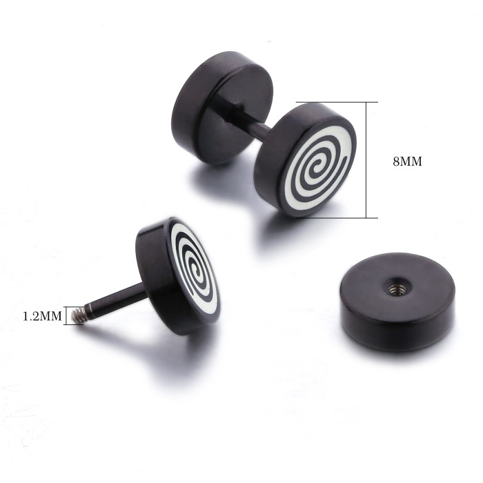High quality body piercing jewelry black circle stud earrings manufacturer