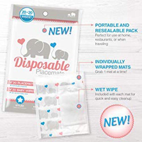 Buy cheap Disposable Placemats Baby Placemat for Restaurant Extra Adhesive Sticks to Table Kirecoo 60 Count Fun Designs Food Mat Perfect from wholesalers