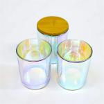 Black White Frosted Double Wall Amber Glass Iridescent Candle Vessel Luxury