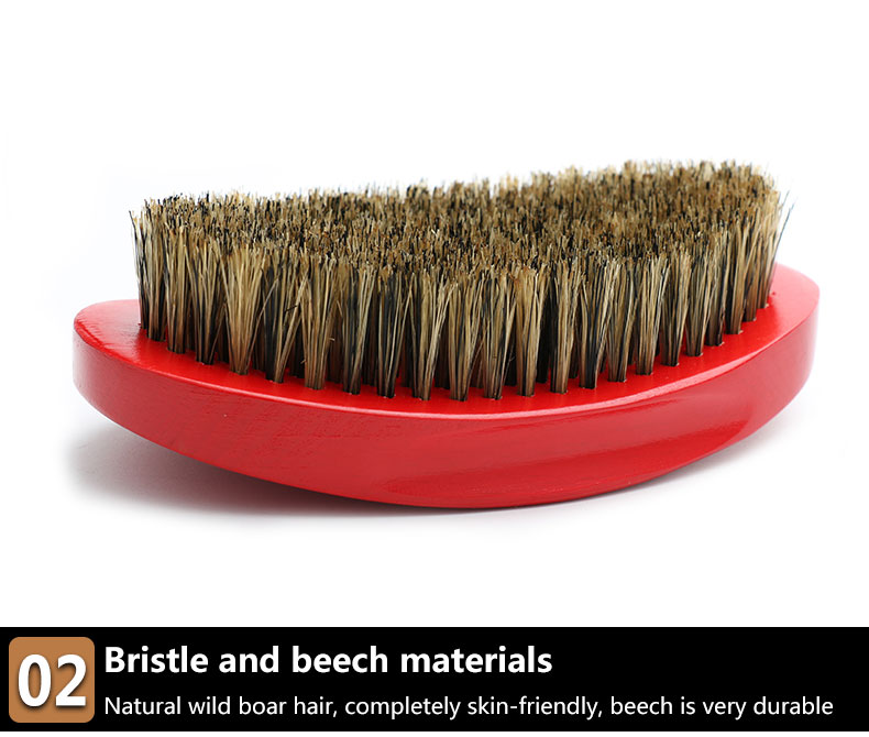 Custom Logo Wood Handle 360 Wave Brush for Soft Medium Bristles Curly Hair