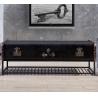 Buy cheap Iron Frame Black Television Stand , Living Room TV Stand Vintage Slate Leather Wood Strip from wholesalers