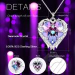 18in 0.29oz Sterling Silver Heart Pendant Necklace Trendy Pink Crystal Heart