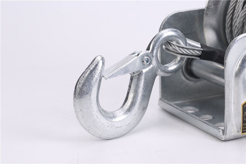 Zinc Plated Steel Cable Worm Gear Hand Crank Trailer Winch