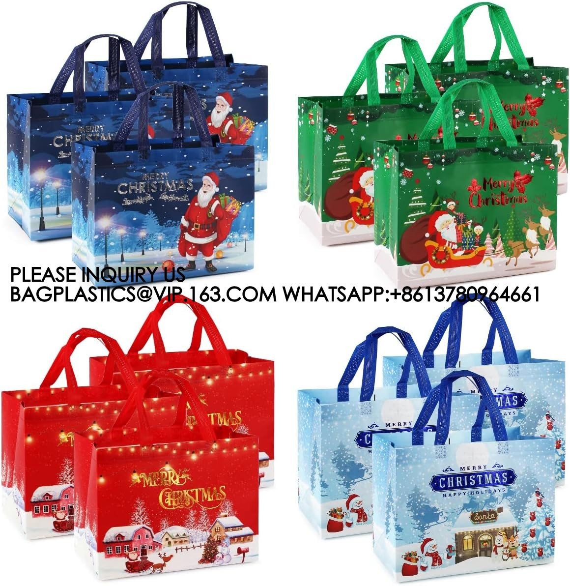 Christmas Gift Bags,Christmas Tote Bags With Handles, Christmas Treat Bags, Multifunctional Non-Woven Christmas Bags