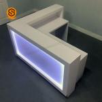 Unique Design Beauty Salon Front Desk LED Light Solid Surface Reception Counter