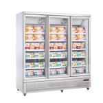 220V Glass Door 1000 Liter Upright Freezer Refrigerator Display Case With Donper