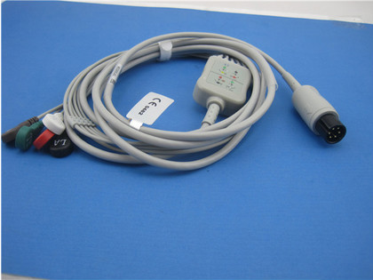 Professional one-piece 5 leads holter ecg cable snap compatible any ecg machine