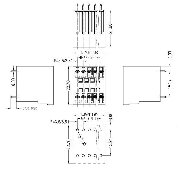 HQ15EDGVH Pcb Pluggable Terminal Block Connector 3.5mm/3.81mm 3-24 Poles