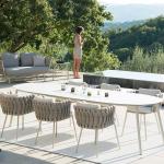 Rattan Outdoor Wicker Dining Chairs With Arms Waterproof Patio Rope Woven 200cm