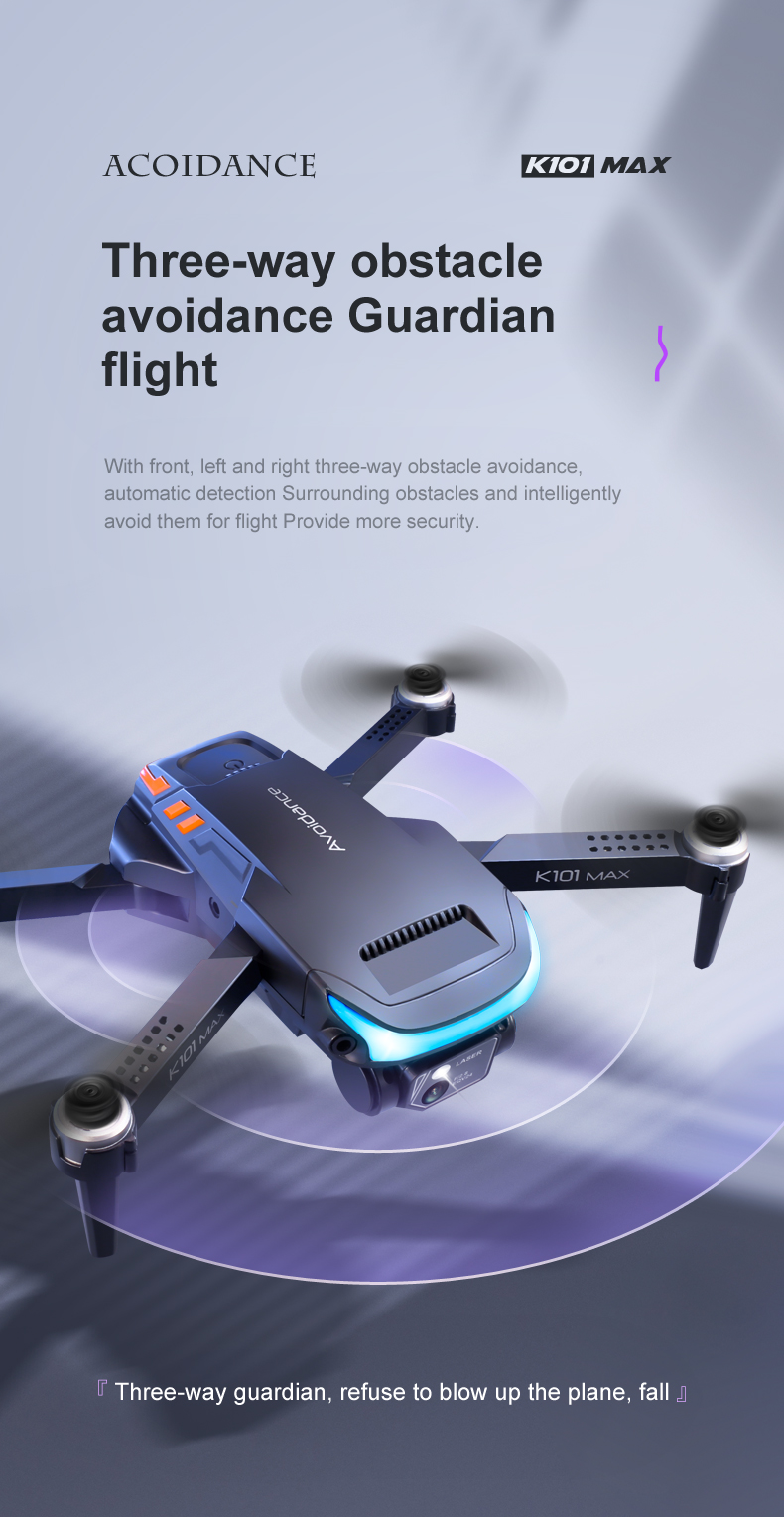 K101 Max Drone Black Gray 4K Dual HD Camera FPV Mini Dron Aerial Photography Brushless Motor 100m Remote Control Distance