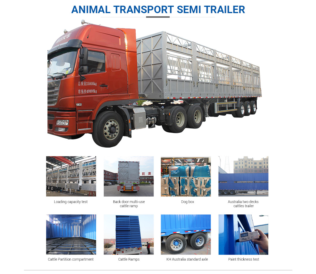 3 Axles Two Storages 50 Head Cow Livestock Fence Truck Trailer for Cattle Transport