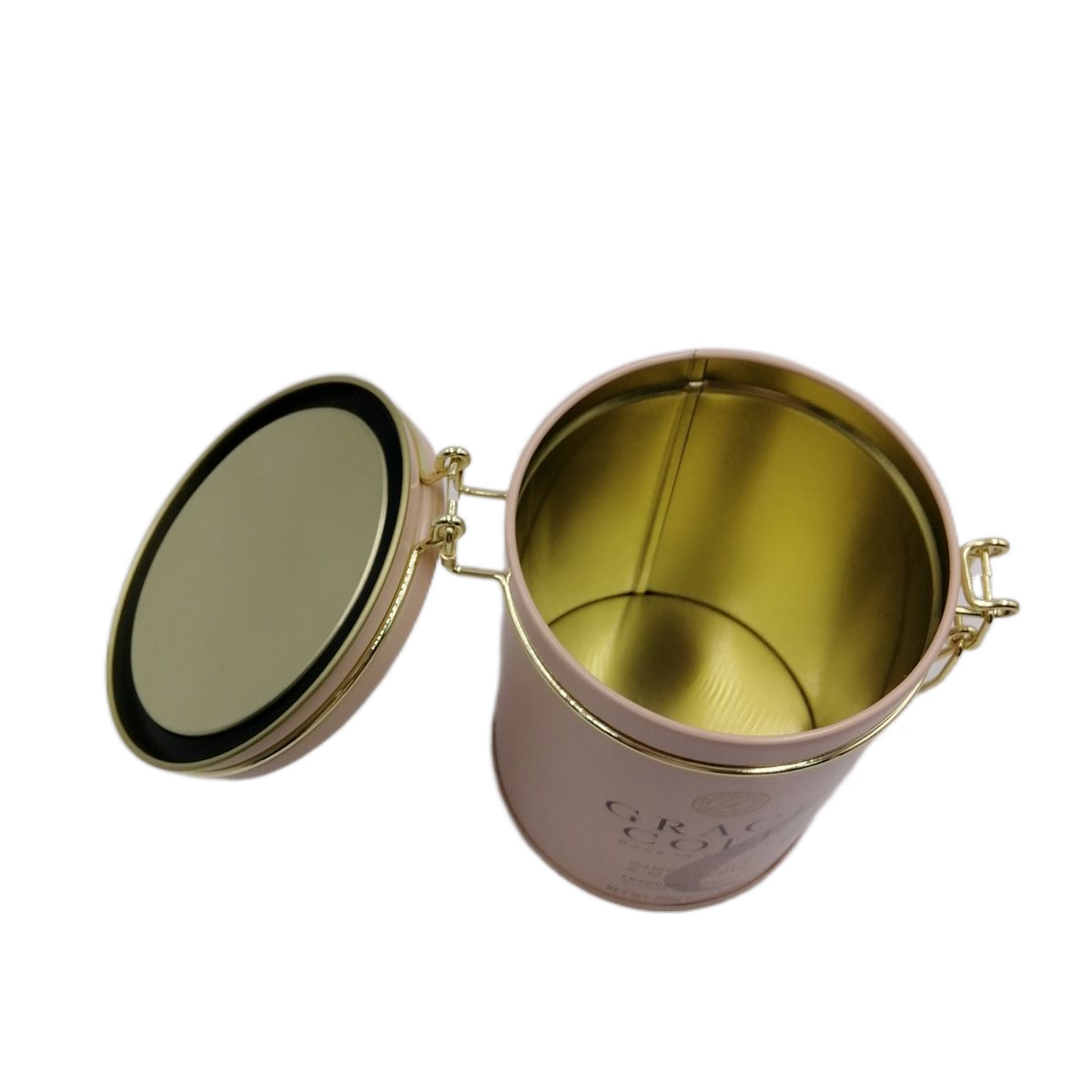 High Quality Round Coffee Tins with Metallic Wire Promotional Empty Metal Tin Boxes