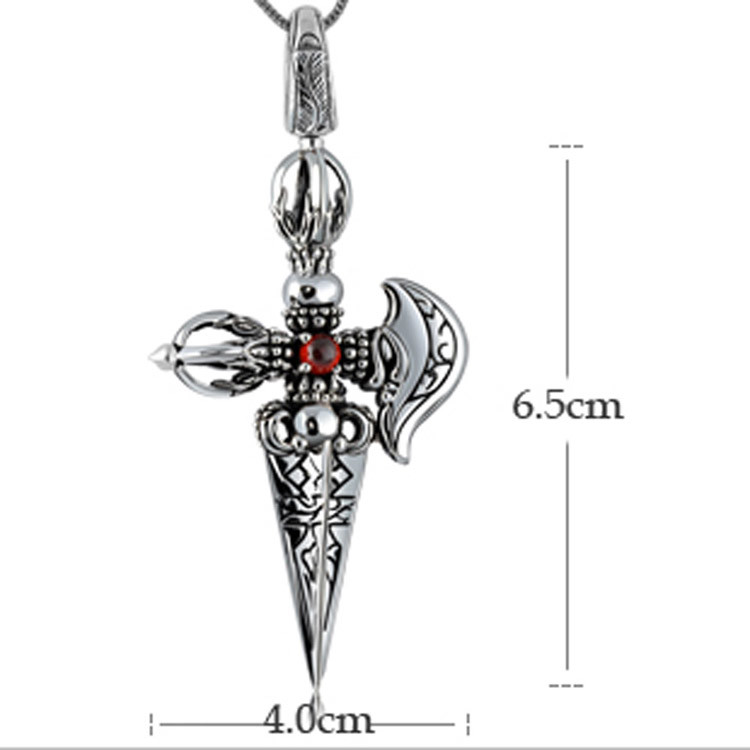 Men's Jewelry Vintage Sword 925 Silver Amulet Pendant Necklace (N046031W)