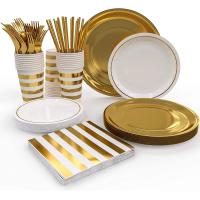 Buy cheap Bridal Showers Party Gold Wedding Disposable Dinnerware Sets product