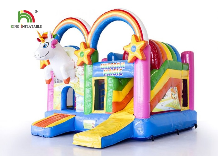 Commercial Outdoor 4 In 1 Unicorn Inflatable Jumping Castle / Blow Up Bouncer